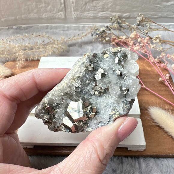 Gorgeous Pyrite in Quartz Cluster Raw Specimen - Picture 1 of 6